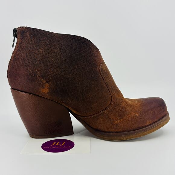 Korks Women's Gemini Rusted Brown Snake Leather Ankle Booties KR0004206 Size 7.5 - Picture 6 of 10